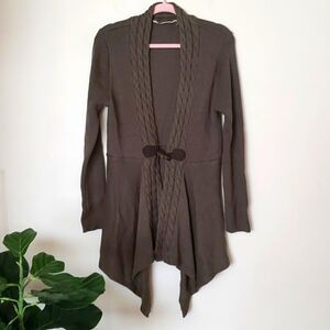 Soft surroundings chunky cardigan toggle closure, olive green, women size Small